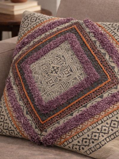 Boho Diamond Textured Block Print Cushion Cover