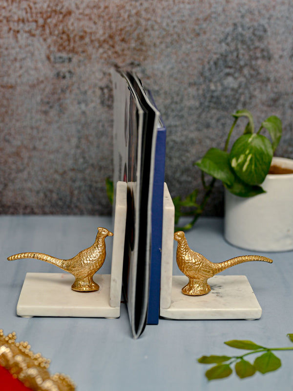 Marble Bookends - Metal Bird