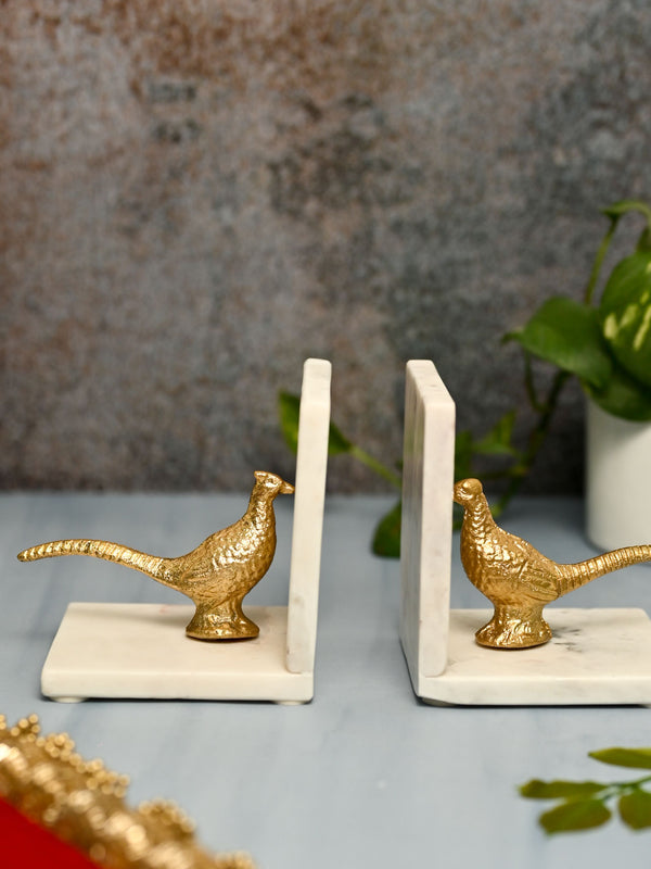 Marble Bookends - Metal Bird
