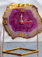 Desk Clock with Metal Stand - Brazilian Agate