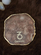 Brown Agate Zodiac Sign Capricorn Table Coaster