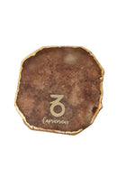 Brown Agate Zodiac Sign Capricorn Table Coaster