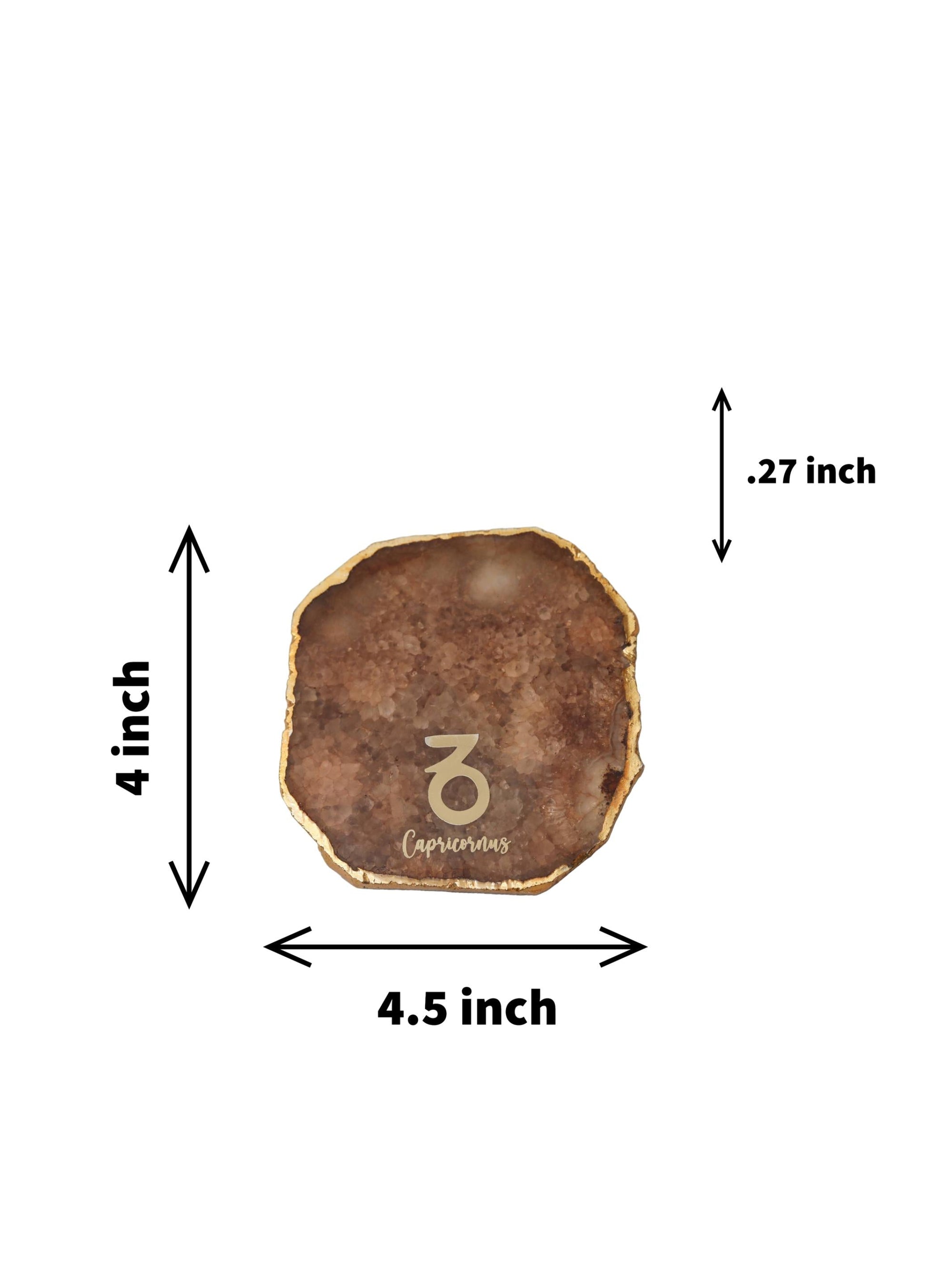 Brown Agate Zodiac Sign Capricorn Table Coaster