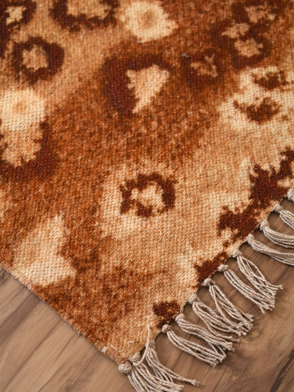 Printed Handloom Rug - Brown Diamond