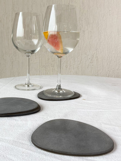 Brown Frosted Glass Coasters Set of 4