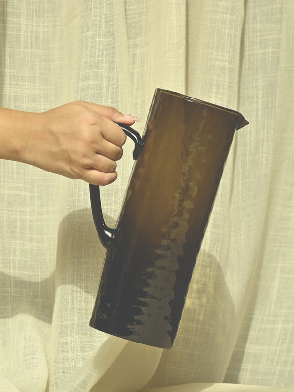 Glass Pitcher|Hammered |Brown