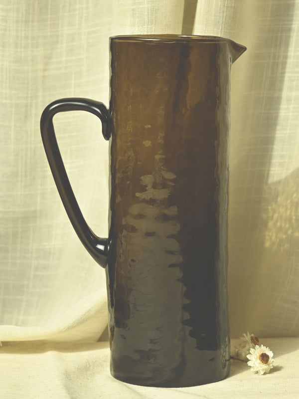 Glass Pitcher|Hammered |Brown