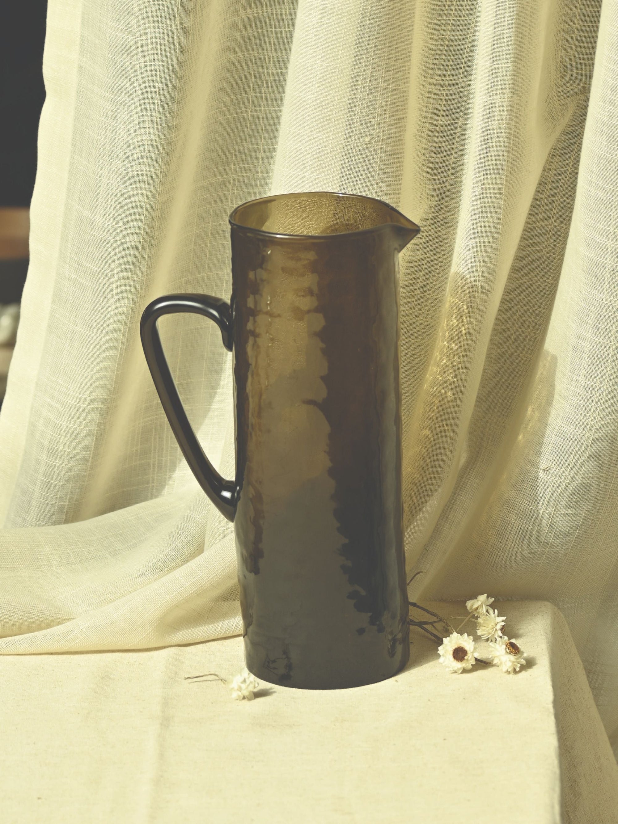Glass Pitcher|Hammered |Brown