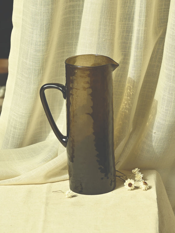 Glass Pitcher|Hammered |Brown