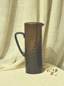Glass Pitcher|Hammered |Brown