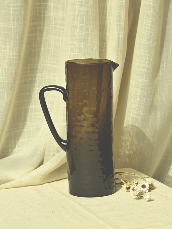 Glass Pitcher|Hammered |Brown