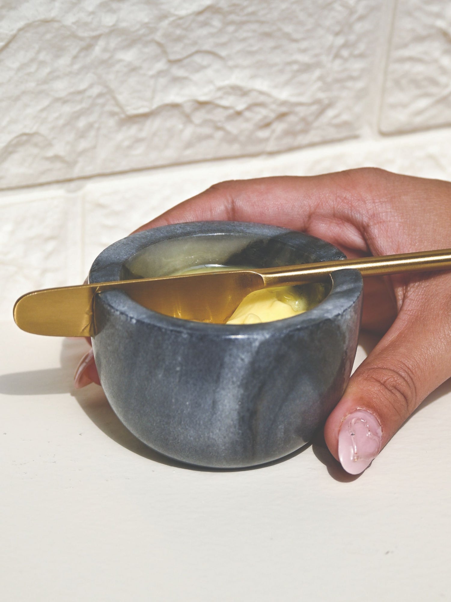 Marble Butter Dish & Knife