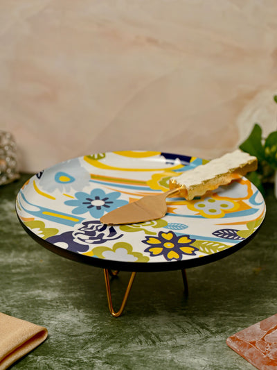 Cake Stand - Flower Print with Metal Stand