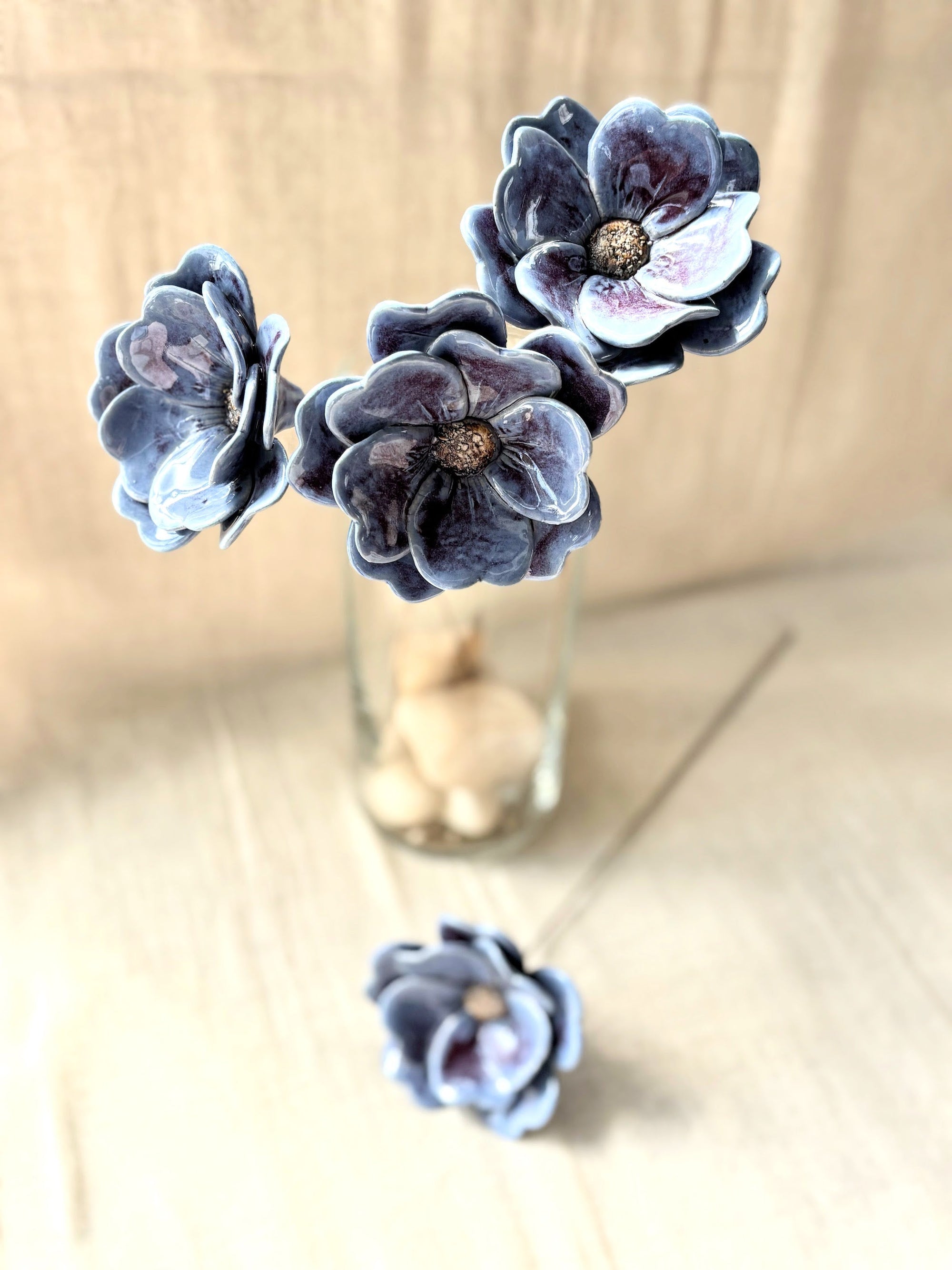 Blue Hue Double Petalled Camellias - Single Flower Stem