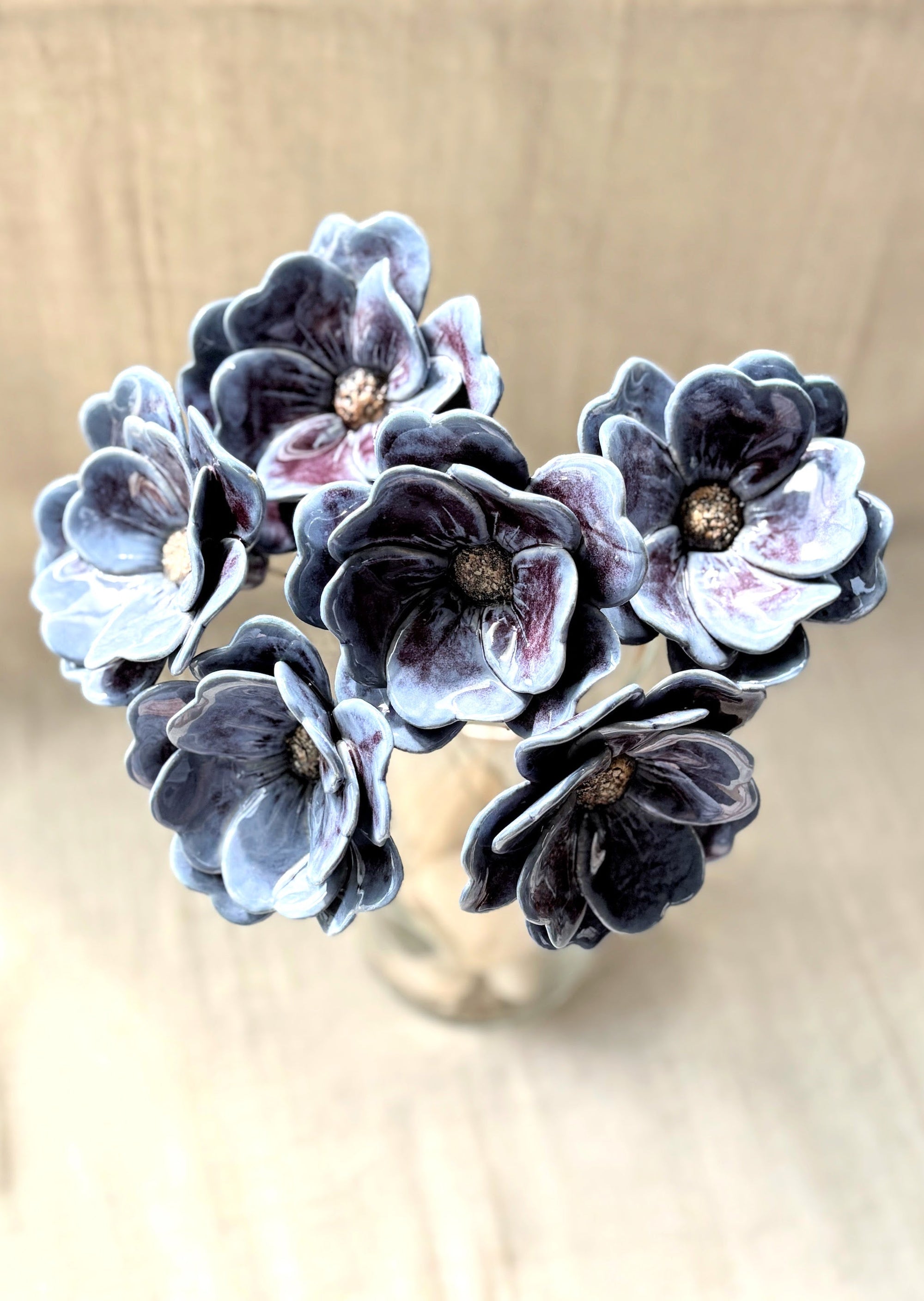 Blue Hue Double Petalled Camellias - Single Flower Stem