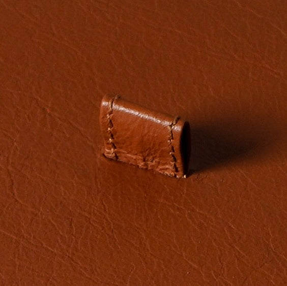 Small leather candle holder top view India - The Mage Home