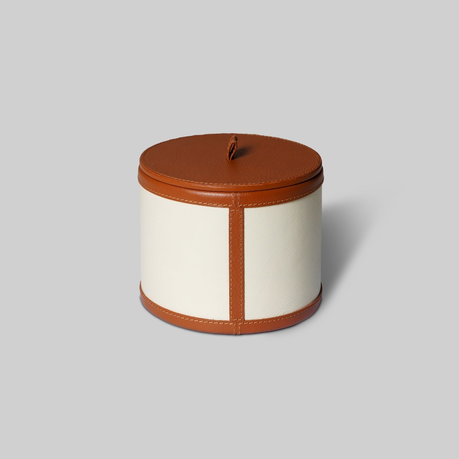 Luxury large leather candle holder displayed in home India - The Mage Home