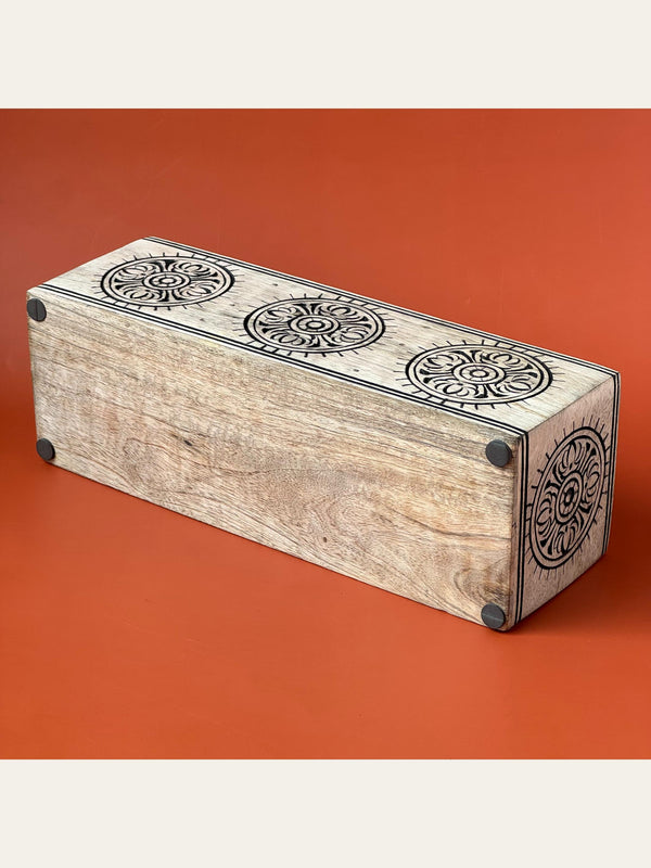 Carved Wood Cutlery Holder Black