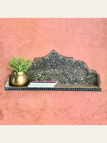 Carved Wooden Arch Wall Shelf