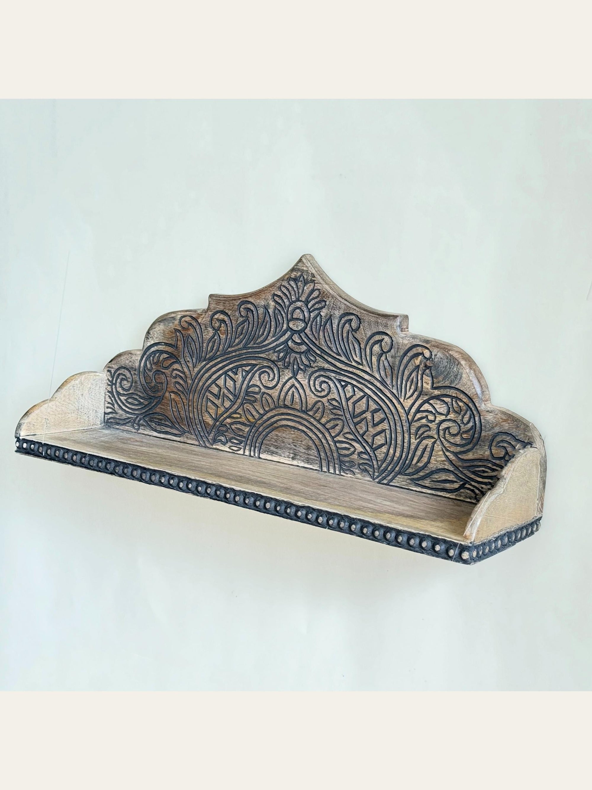Carved Wooden Arch Wall Shelf