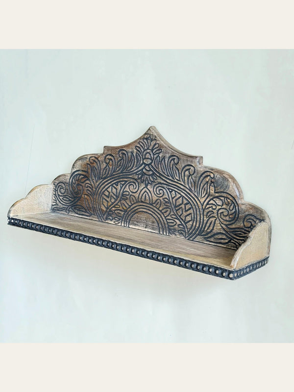 Carved Wooden Arch Wall Shelf