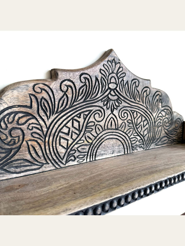 Carved Wooden Arch Wall Shelf