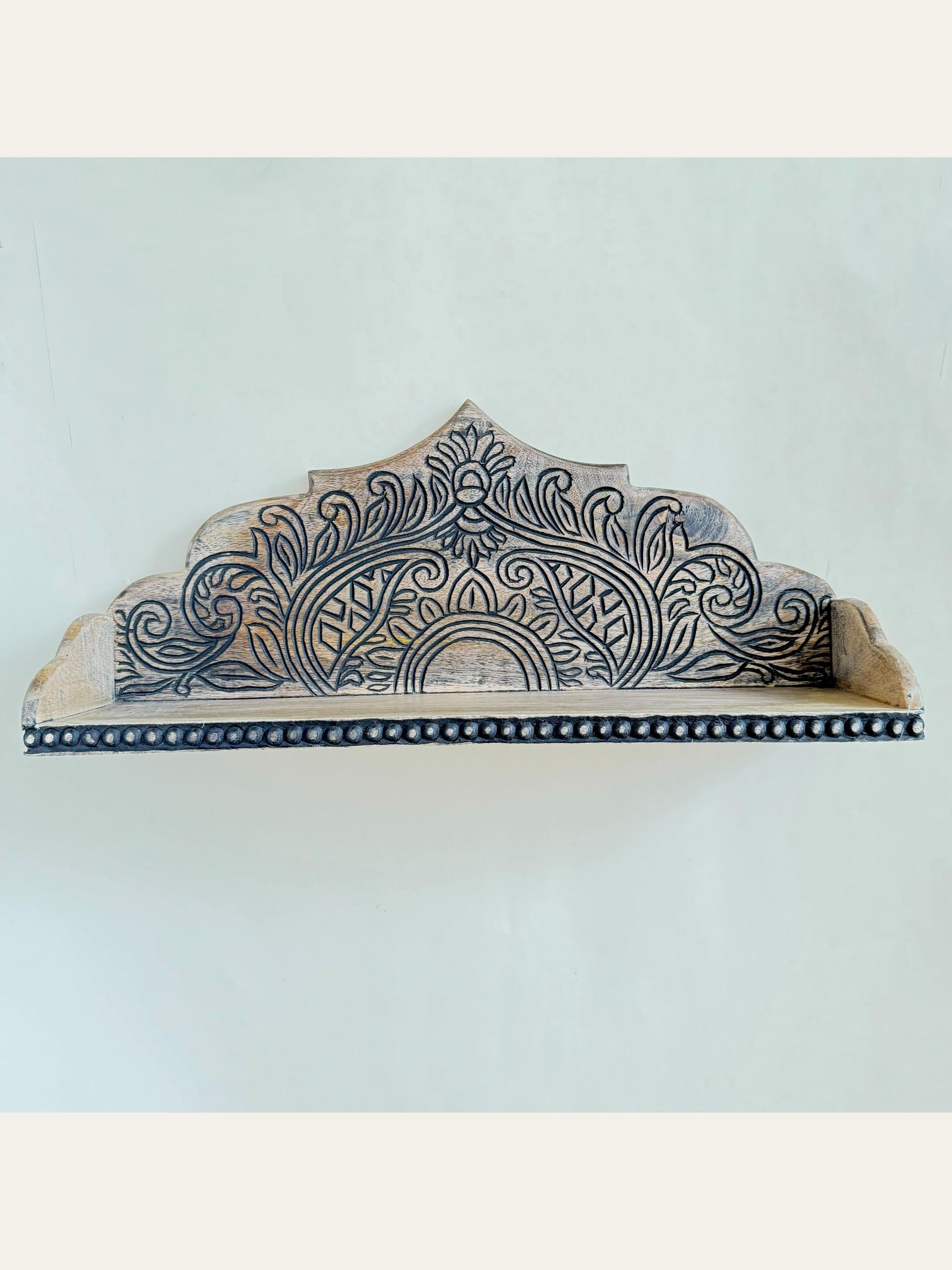 Carved Wooden Arch Wall Shelf