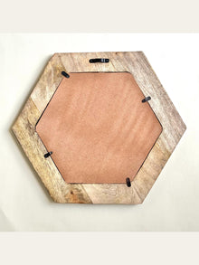 Carved Wooden Hexagon Wall Mirror Black