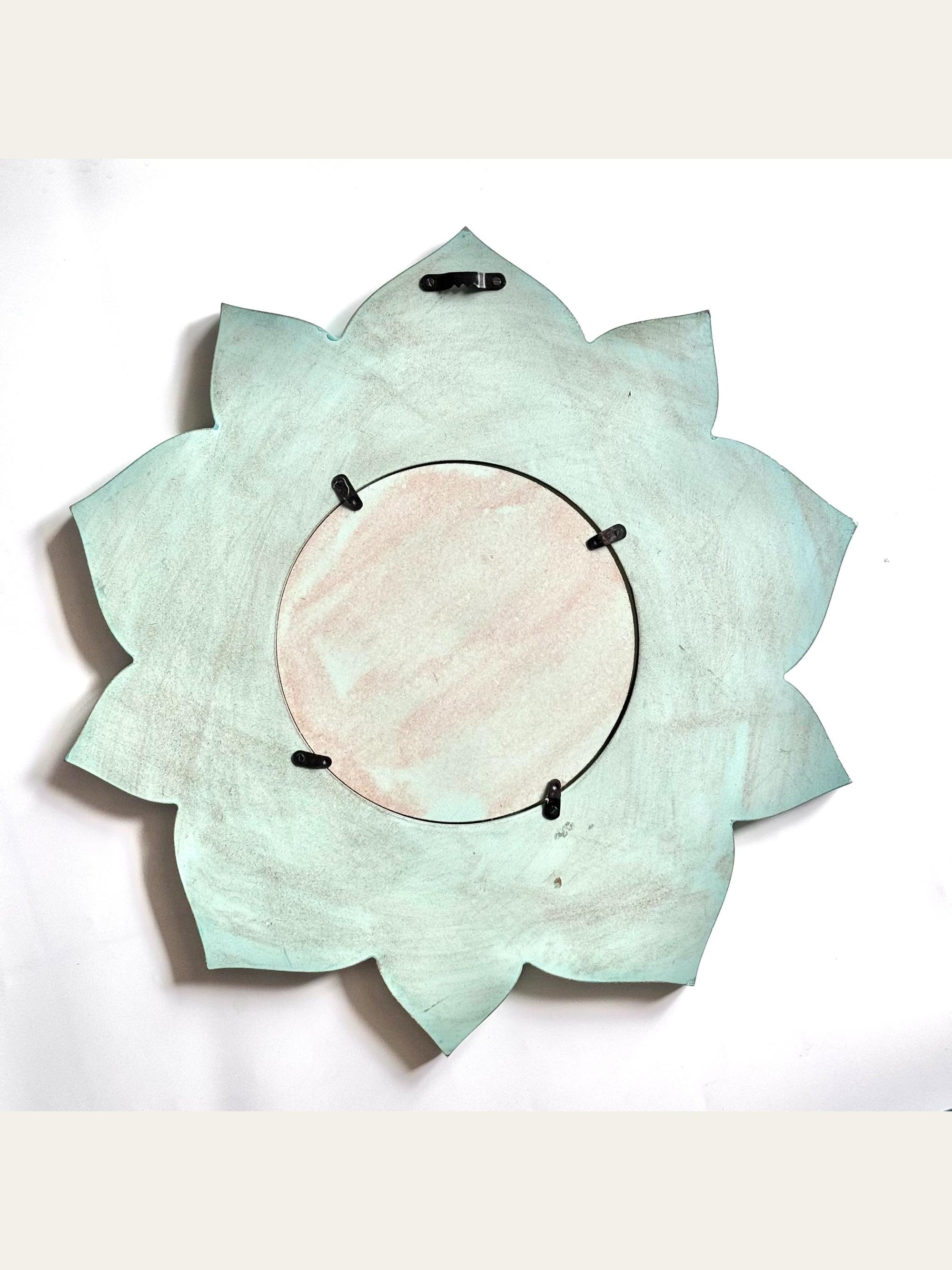 Carved Wooden Lotus Wall Mirror