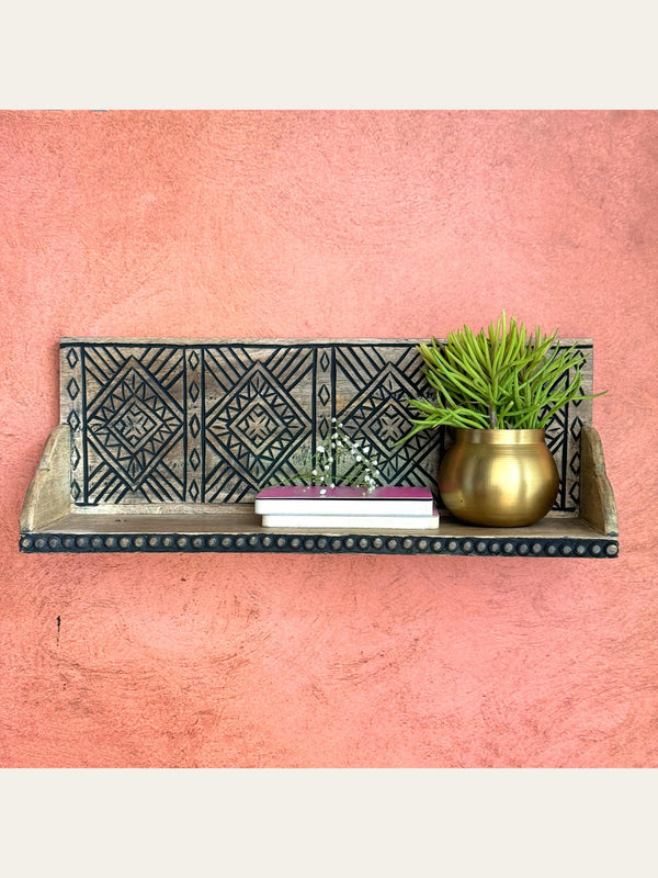 Carved Wooden Wall Shelf