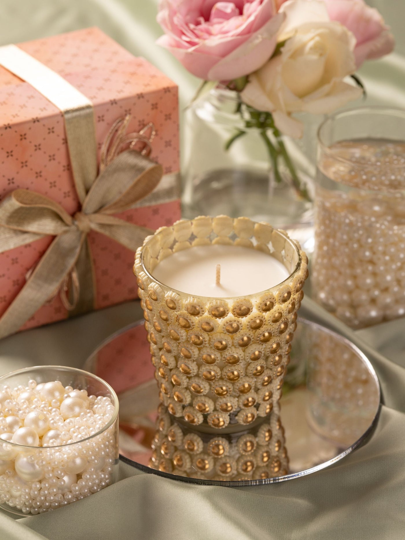 Celestial Pearl Gold Candle