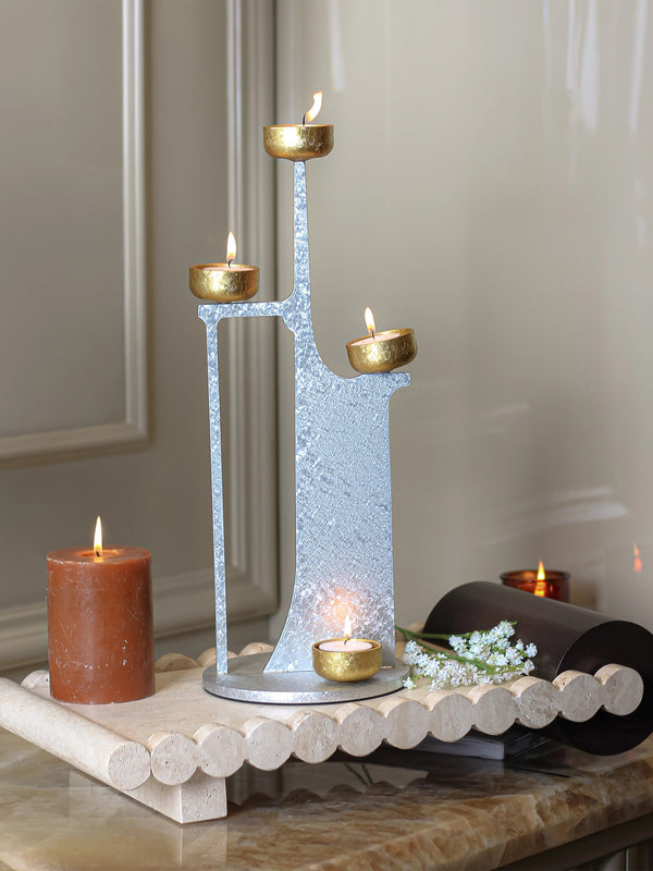 Celestial Silver Candle Stand
