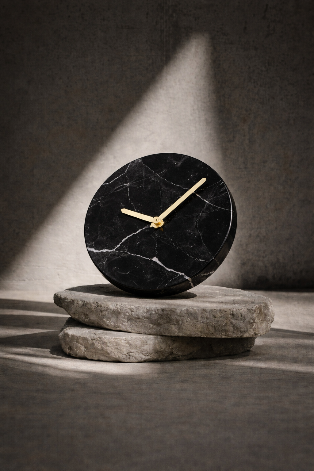 Black italian marble desk clock