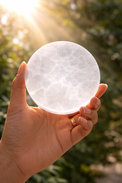 Luxury Selenite Crystal Coasters Set for Table Decor & Energy Cleansing