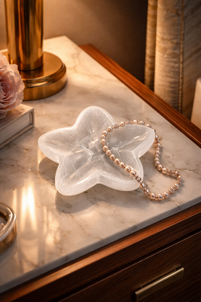 Selenite Star Table Organizer for Luxury Desk & Spiritual Decor