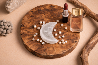 Selenite Moon Table Organizer for Crystal Storage & Spiritual Decor