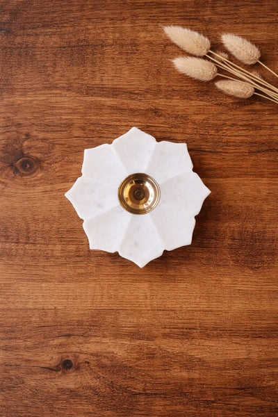Lotus Marble Urli Candle Holder - Festive Luxury Décor Accent