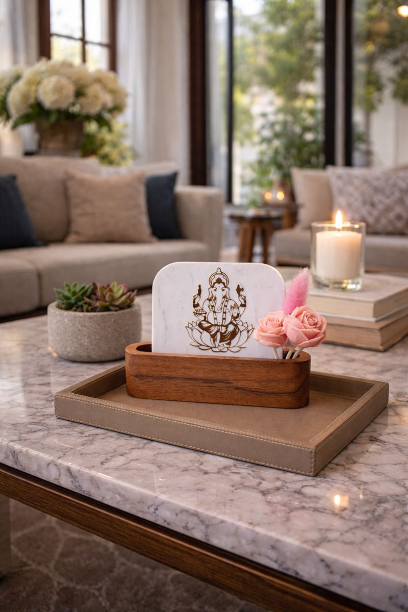 Ganesha Marble Décor Candle Bouquet - Housewarming Gift Set