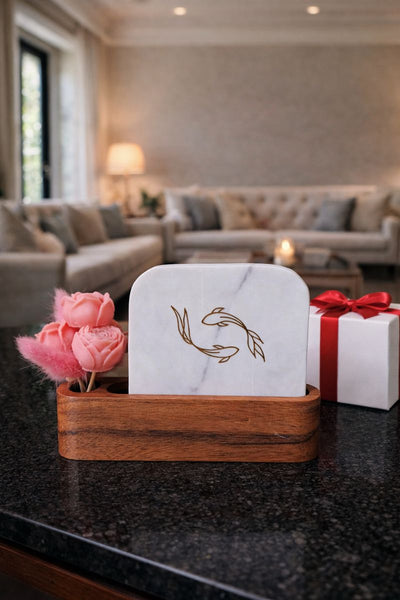 Yin-Yang Koi Fish Marble Décor Candle Bouquet - Balance & Harmony Gift Set