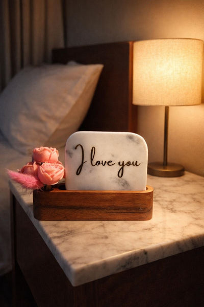 “I Love You” Marble Décor Candle Bouquet - Valentine’s Gift Set