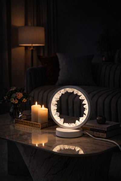 White Quartz Crystal Lamp