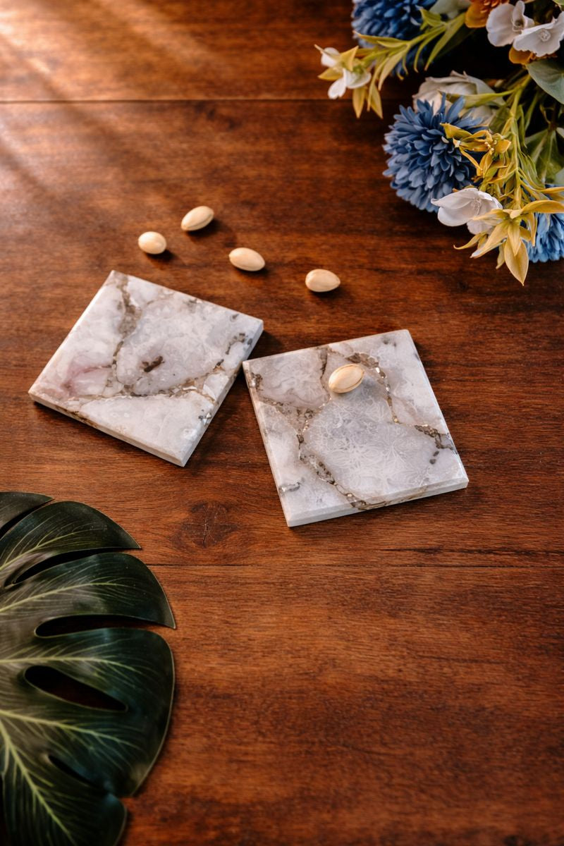 Natural Agate Coaster - Square ( Set Of 2 )