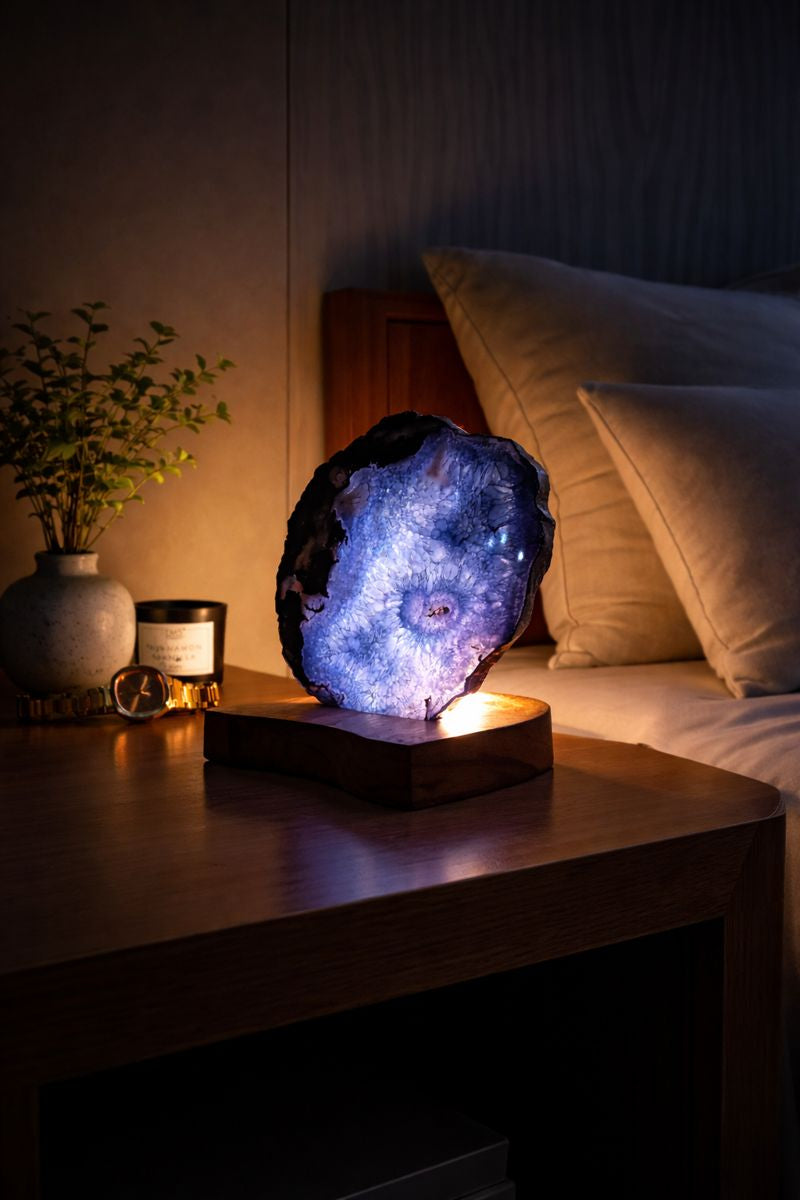 Natural Agate Gemstone Lamp - Luxury Healing Crystal Décor