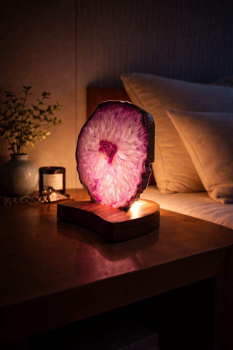Handcrafted Agate Stone Table Lamp - Premium Energy Décor
