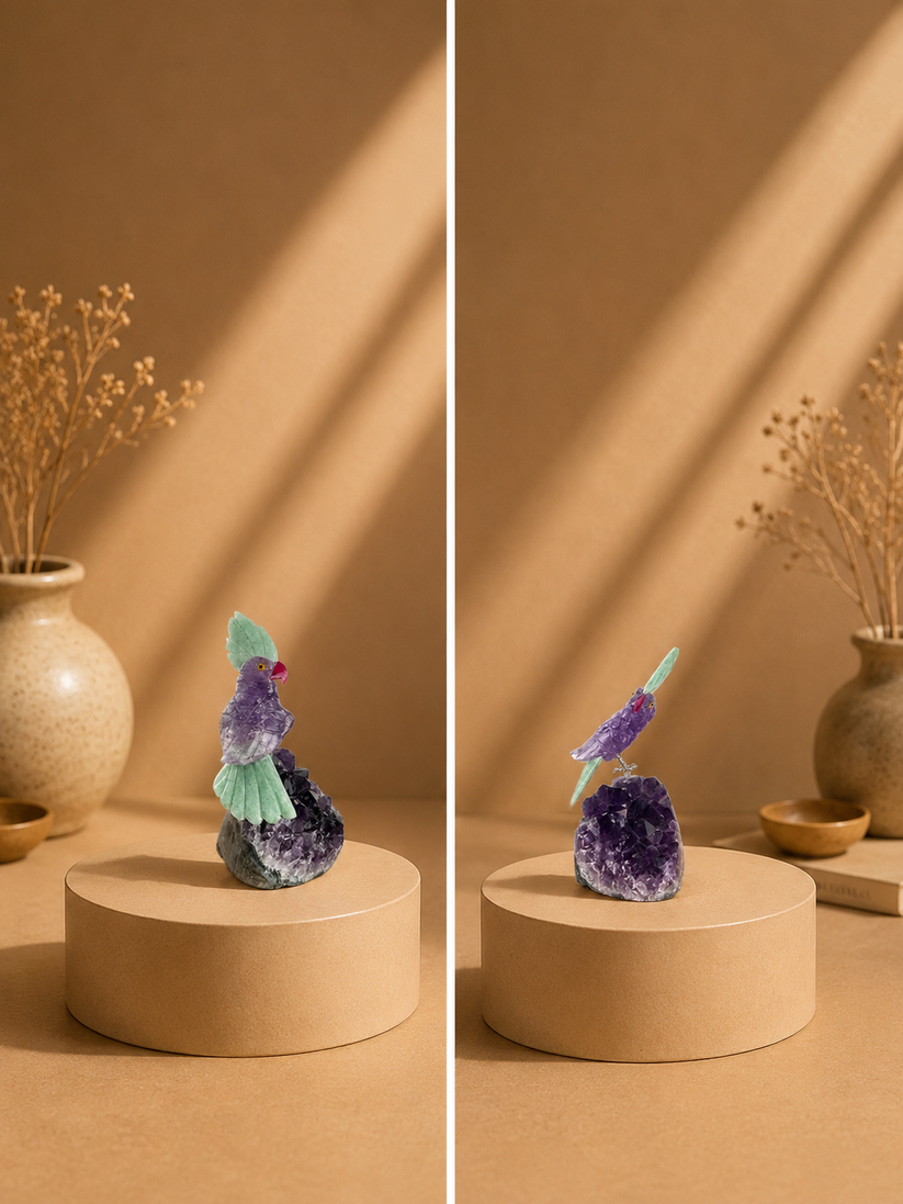 Natural Gemstone Bird sculpture
