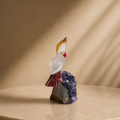 Semi-Precious Gemstone Bird Sculpture