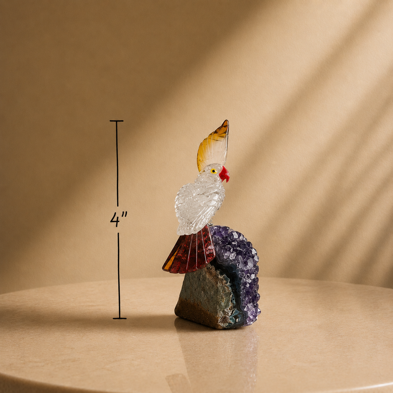 Semi-Precious Gemstone Bird Sculpture