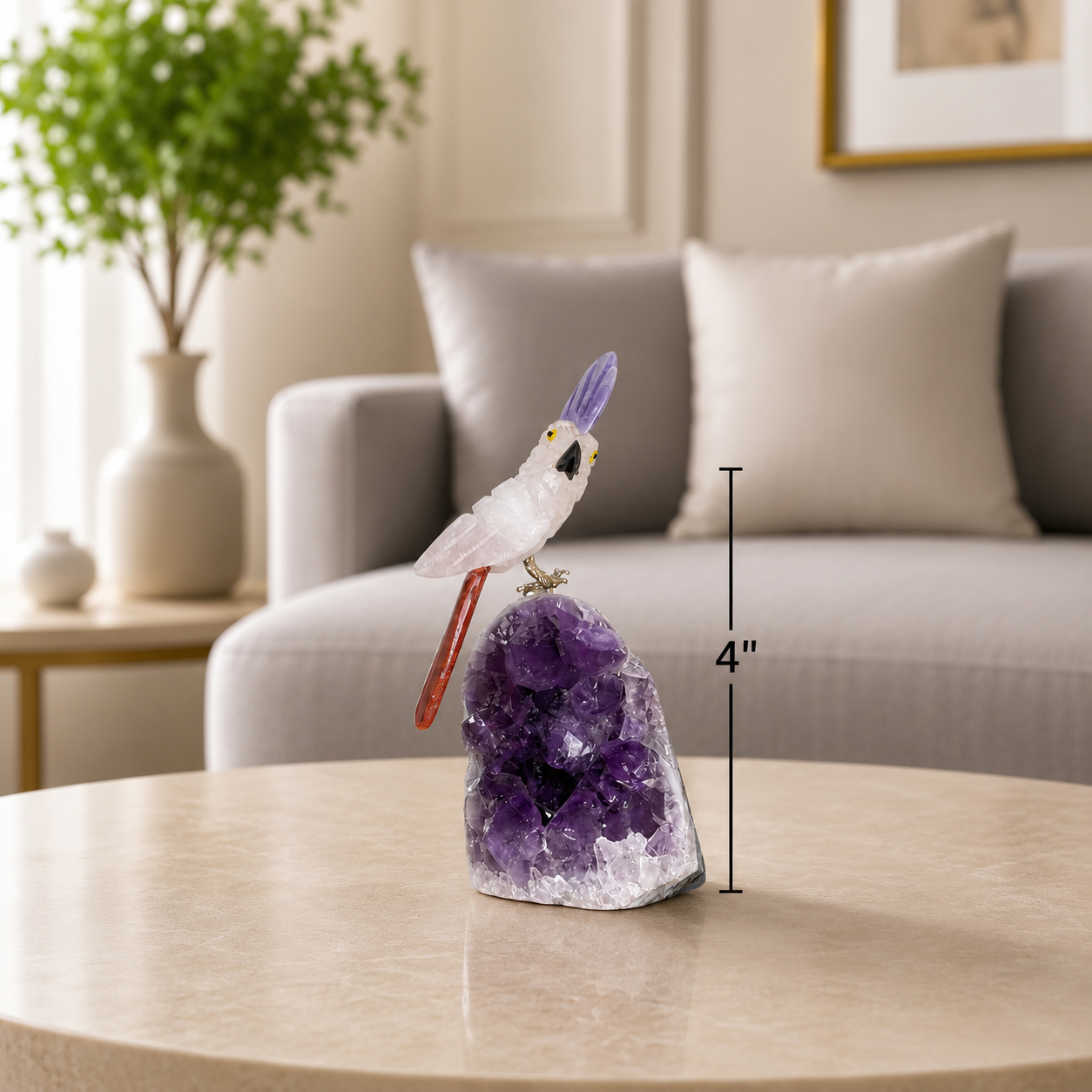 Gemstone Bird Statue