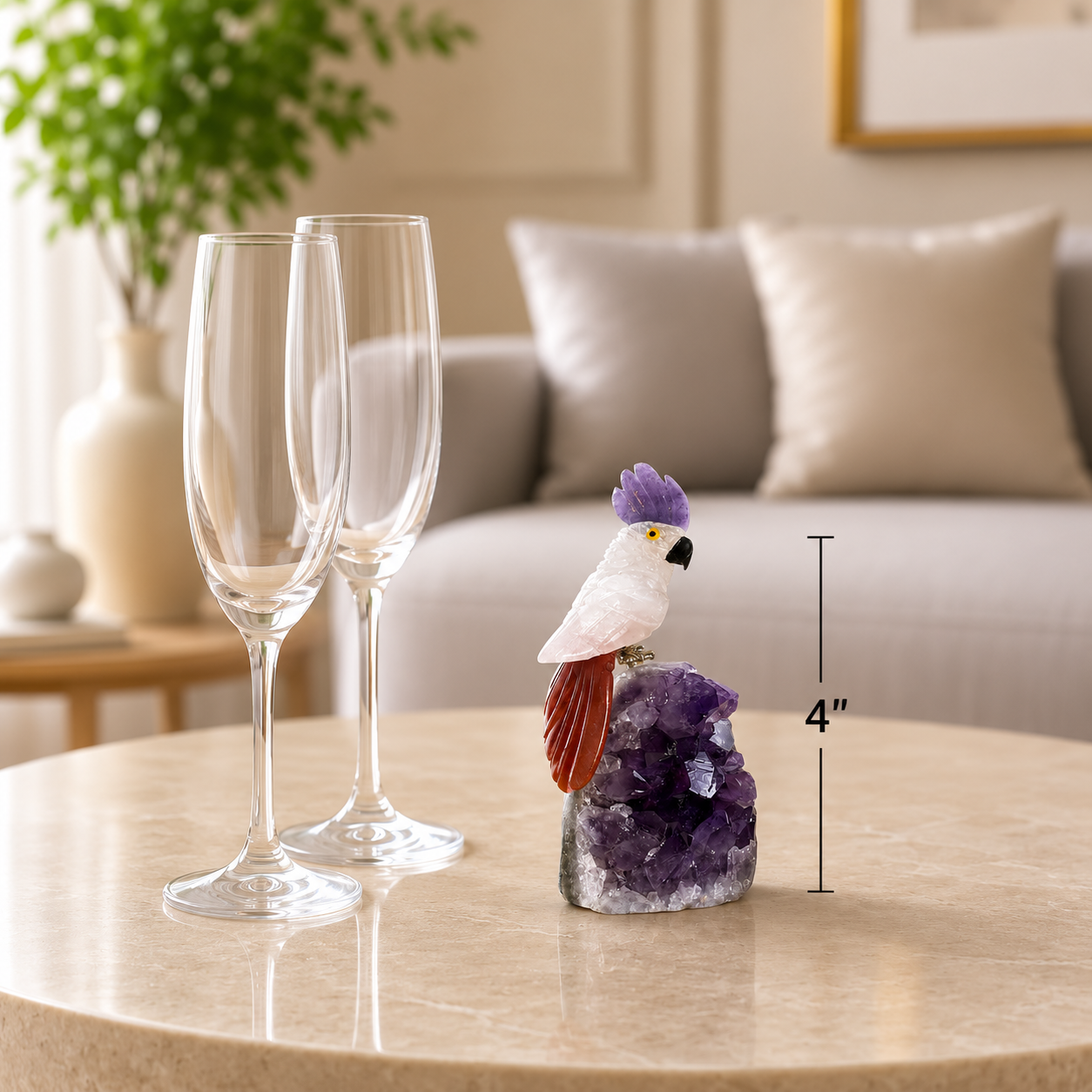 Gemstone Bird Statue