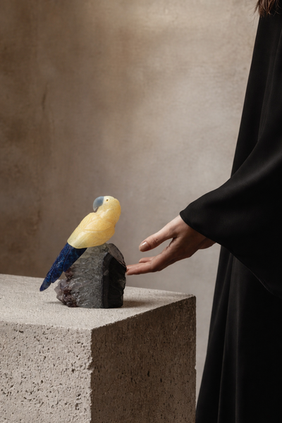 Real Gemstone Bird Statue